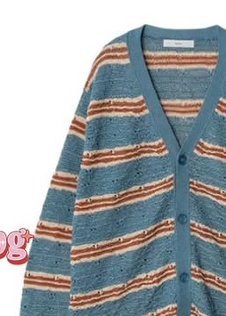 Navy Blue Striped Knit Cardigan - Bertola