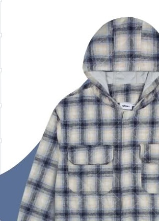 XTONZ XTS035 Padded Check Hooded Shirt Jacket BLUE XTS035BL