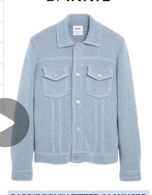 Denim fitted cashmere and cotton jacket