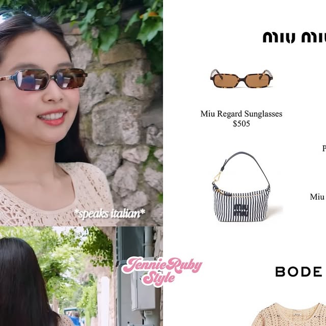 ジェニーのカプリ投稿で見えるMiu Miu小物