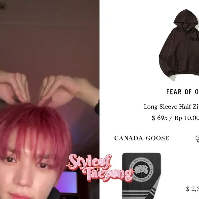 TaeyongのFear of God半袖ジップフーディー